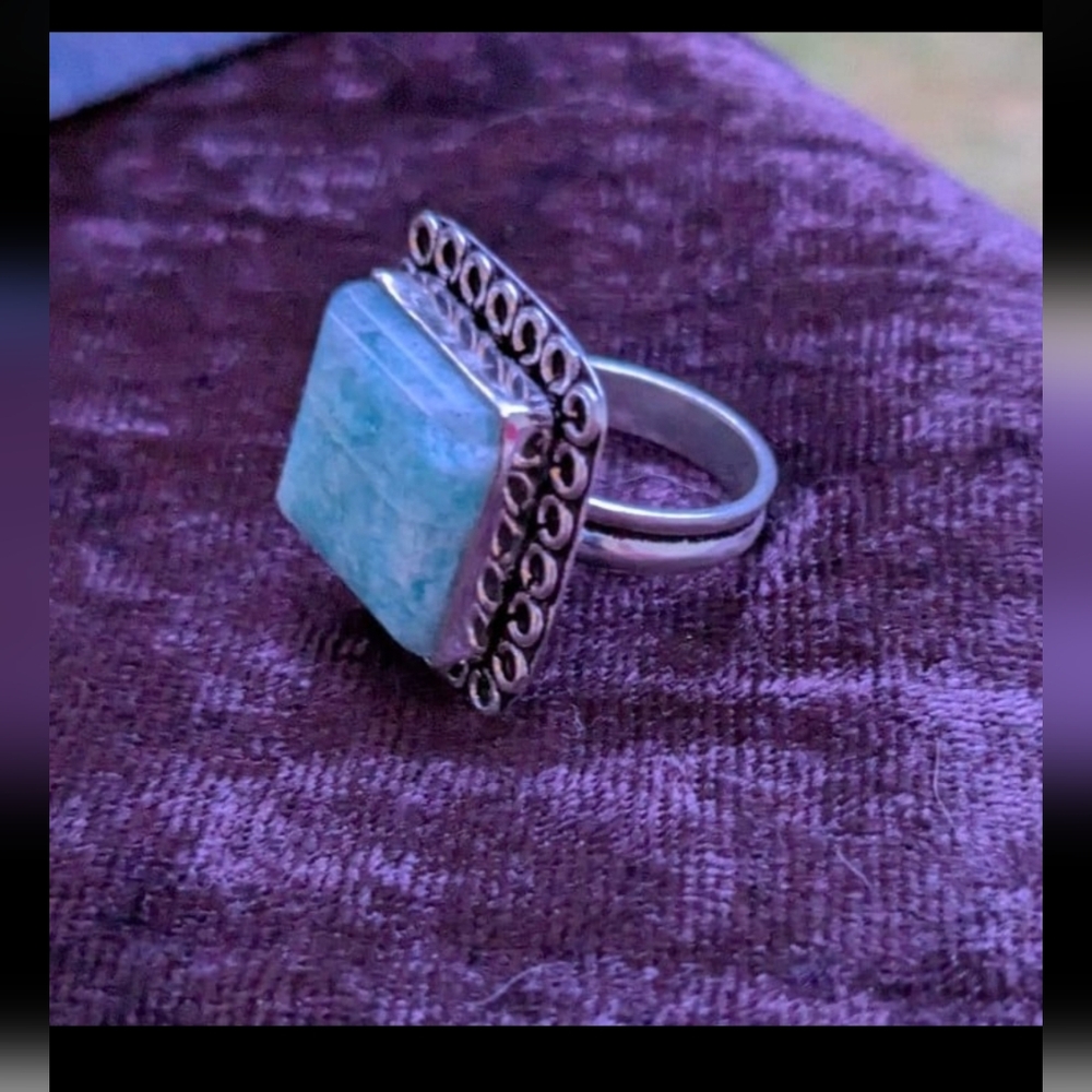 Handcrafted Square Amazonite Ring (8) - Picture 9 of 12
